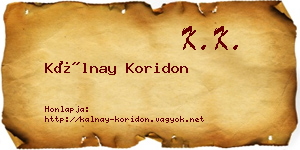 Kálnay Koridon névjegykártya